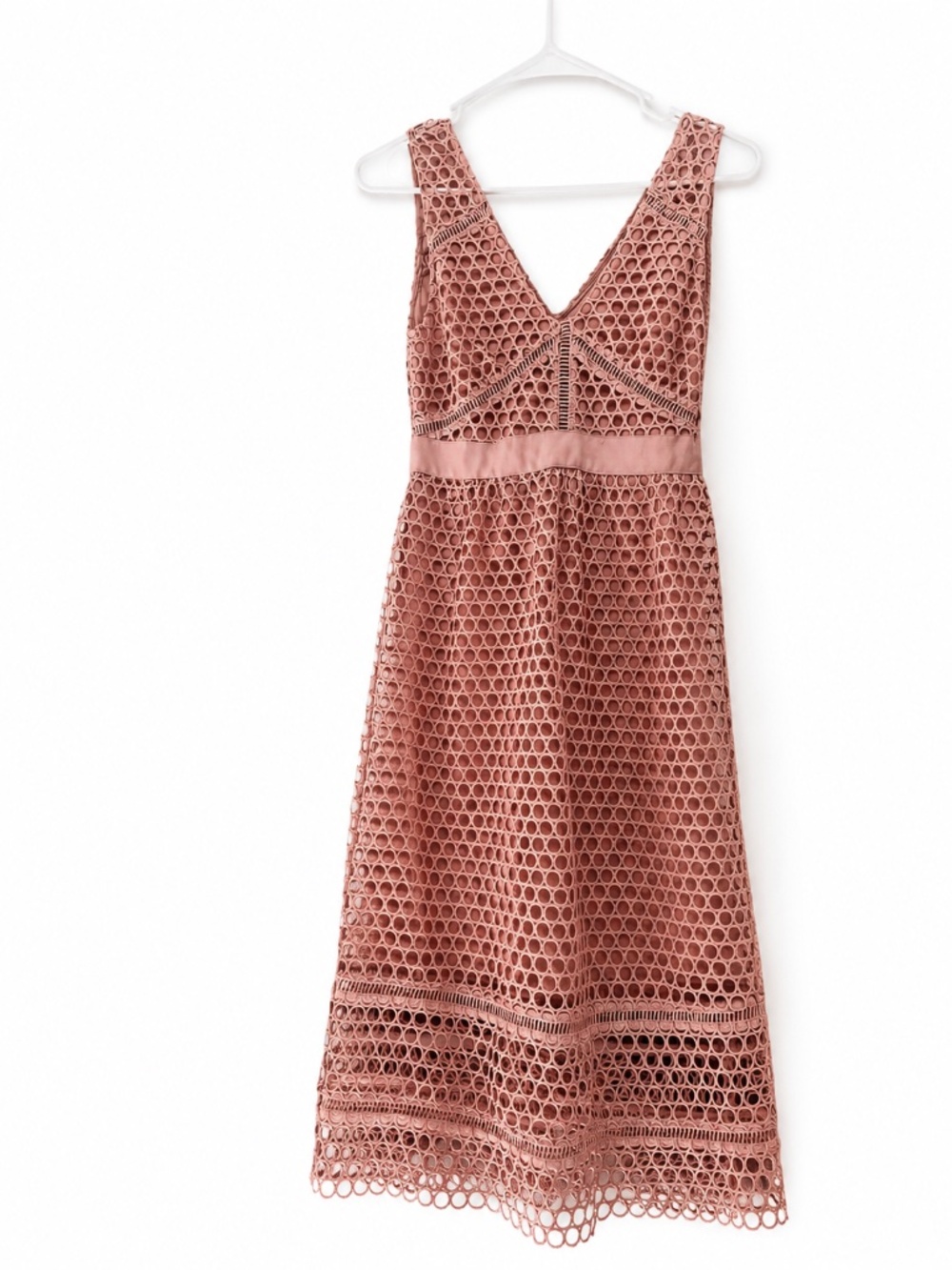 Abercrombie & Fitch Dusty Rose Eyelet Lace Midi Dress